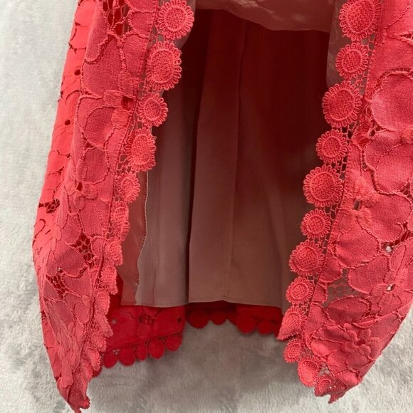 Adrianna Papell Midi Floral Lace Dress Sz‎ 12 Pink Sleeveless Sundress Sharkbite - Picture 12 of 15